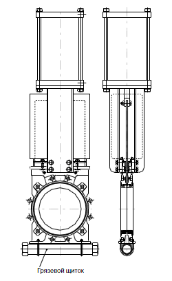 Межфланцевый шиберный затвор серии VG с редуктором (выдвижной шток – стандарт)